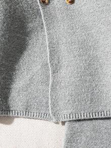 SHEIN 2pcs Baby Boy/Girl Solid Color Collared Long Sleeve Sweater And Pants Set, Suitable For Autumn/Winter - Grey - View 4