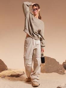 GLOWMODE X Discovery Everyday Fleece Cozy Soft Lightweight Warm Tie-Dye Loose-Fit Pullover Sweatshirt Autumn Winter Outdoor Hiking Jogging Daily Active Wear - Khaki - View 6