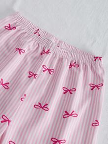 Genkimix Kids 女童蝴蝶印花白色长袖上衣和配套蝴蝶印花裤撞色边家居服套装 - 彩色 - 查看 5