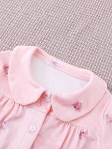2pcs Young Girls Dance Girl Ruffle Trim Long Sleeve Top And Long Pants Pajama Set Fall Winter - Baby Pink - View 3