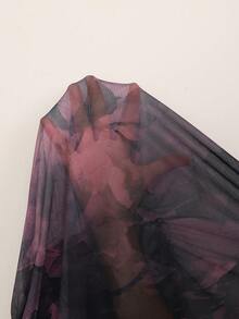 CovetEZ Váy ngắn hở lưng in họa tiết tie-dye hoa cổ điển, gợi cảm, tối giản, không tay, cỡ lớn, thích hợp mặc dự tiệc và đi chơi - Màu tím - Xem 9