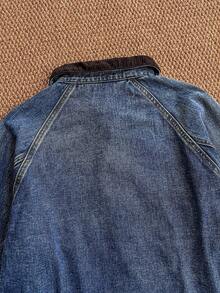 Attitoon Women's Autumn Contrast Color Lapel Raglan Sleeve Single-Breasted Casual Denim Coat Retro Jean Coat Street Casual Contrast Lapel Multi-Pocket Loose-Fit Denim Coat Women's Winter Coat New Year Casual Coats For Women - Medium Wash - View 9