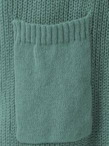EMERY ROSE Plus Size Women Loose Casual Drop Shoulder Lantern Sleeve Knitted Cardigan, Black Jacquard Pattern, Mid-Length, Versatile Daily Wear - Green - View 5