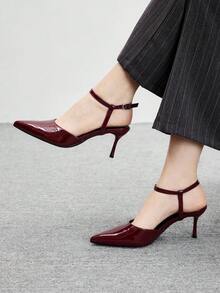 CUCCOO BIZCHIC Tacones de aguja elegantes y con punta puntiaguda de plata para mujer