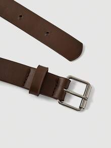 SHEIN MOD Brown Houndstooth Pattern Waist Belt Cropped Jumpsuit,Fall, Clothes For New Year,Frenchy,Terrace Chill,Glamour,Chic Autumn,Fall New Style Women,Office,Old Money,Classic, Plaid Jumpsuit - Multicolor - View 3