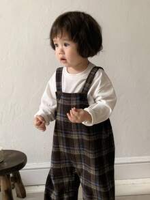 DAZY 女婴格子阔腿吊带休闲连体裤