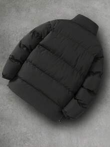 PAVTROS 男式字母印花拉链休闲冬季夹克 - 黑色 - 查看 7