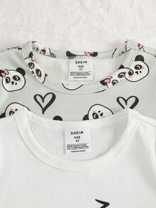 4 件套女童舒适长袖睡衣套装，甜美温柔可爱图案，舒适贴身面料，绝佳选择