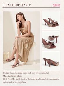 CUCCOO CHICEST 女士时尚优雅蝴蝶结装饰高跟凉鞋