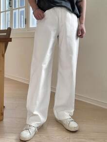 DAZY Men Solid Color Simple Daily Casual Jeans, For Fall