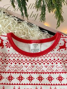 2pcs Young Boy Christmas Snug Fit Pajama Set, Red Reindeer & Christmas Tree Print Long Sleeve Top And Pants, Family Party Outfit Fall Winter Winter Pajamas For Girls Kids Christmas Red Pajama