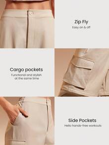 GLOWMODE X Discovery Cool Cargo 三合一防水可拆卸阔腿裤慢跑短裤秋冬户外徒步慢跑日常运动服 - 米色 - 查看 5