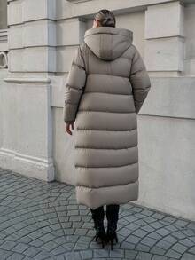 EURMUSE Lange Ärmel Reißverschluss vorn Druckknöpfe Körperklappen Taschen Lang Ärmel Winter Daunenjacke