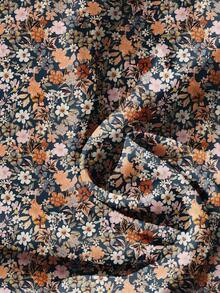 EMERY ROSE V领纽扣碎花休闲衬衫，荷叶袖设计，浪漫复古风格，适合秋季新年派对。 - 彩色 - 查看 5