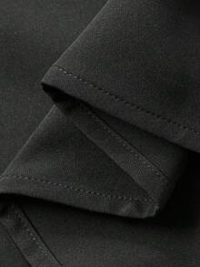 Dazy Plus Abito lungo elegante con scollo a V e senza maniche, aderente, con strati, di colore unito, versatile, adatto per l'autunno/inverno, taglie comode - nero - Visualizzare 8