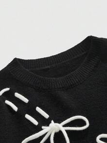 ROMWE MEN Street Life 男士休闲系带针织毛衣，秋冬 - 黑色 - 查看 4