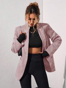 Aveloria Modichic Solid Color Fashionable Commuting OL Office Lady Design Suit Blazer  - Pink - View 6