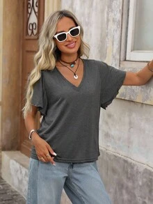 Brillora 純色v領休閒t恤