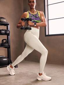 Powerista Tummy Control Sports Leggings Yoga Women Pants - Beige - View 2