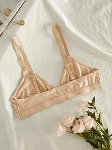 Ocili 1 pieza Sujetador inalámbrico sin forro con tirantes ajustables de unicolor NudeFit para mujer - Albaricoque - Ver 8