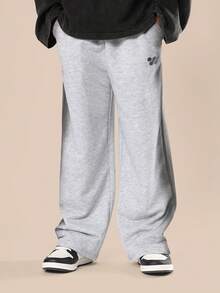 SUMWON Wide Leg Sweatpants Comfortable Streetwear Urban Style Casual Pants With Logo Print Youth Fashion Autumn Winter Bottoms Fall