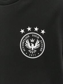 Open Phase STONE DISTRICT 标准版型男式黑色运动条纹图案 T 恤，夏季 - 黑色 - 查看 5