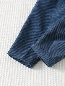 Cozy Pixies 2pcs Baby Boy Navy Style Contrast Color Shawl Collar Long Sleeve Shirt And Elastic Waist Faux Denim Pants Set, Gentleman Outfit For Holiday, Party, Casual, Outdoor, Lightweight Sports, Cute & Fashionable, Suitable For Multiple Occasions - Multicolor - View 8