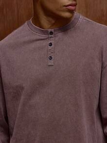 Musero 长袖水洗微褶纽扣宽松T恤 秋冬/春夏 - 咖啡棕 - 查看 6