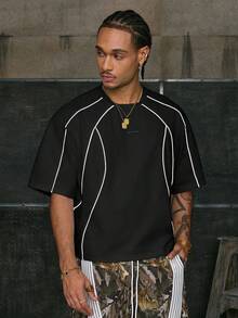 AXEPEAK 男士夏季圆领宽松休闲短袖T恤 - 黑色 - 查看 3