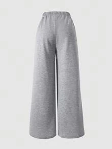 Sparklyn Tween Girls Loose Casual Basic Solid Color Design Chuns Pants, Suitable For Daily Commute, Leisure, Vacation, Gathering With Friends, Street Photography, All Seasons - Grey - View 2