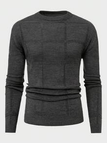 EURMUSE Men Patch Detailed Round Neck Regular Sweater - Grey - View 3