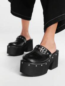 Sugerpunk 女士休闲厚底包头拖鞋 - 黑色 - 查看 4