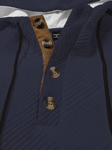 Manfinity Homme 男士两件套撞色抽绳连帽运动衫和运动裤休闲运动服男士运动套装秋季服装 - 藏蓝色 - 查看 5