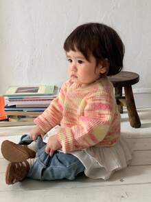 DAZY Toddler Girls' Ombre Korean Style Crew Neck Long Sleeve Sweater, Autumn/Winter - Dusty Pink - View 7