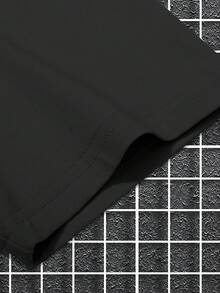 Manfinity Homme 加大码男士休闲标语印花T恤，夏季美国男士T恤，男士休闲黑色短袖美国国旗印花衬衫，男士黑色图案T恤 - 黑色 - 查看 3