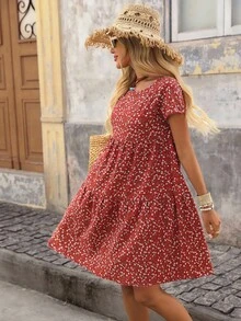 Brillora Ditsy Floral Batwing Sleeve Dress