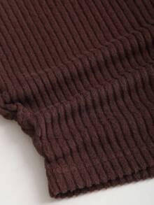 Sweetra Bộ đồ 2 món mới dành cho nữ Xuân/Thu/Đông, thích hợp cho các buổi đi chơi, đi làm, thường ngày, ở nhà, văn phòng, chất liệu vải nhung trơn màu, thiết kế hở phía trước, dây rút có thể điều chỉnh, xếp ly ở eo - màu nâu - Xem 6