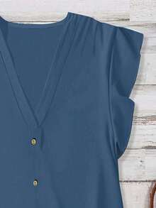 EMERY ROSE Casual Minimalist Haze Blue Women Shirt, Suitable For Summer And Back To School Season Chic Blouses For Women