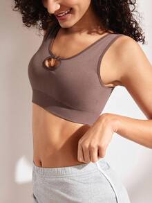 NudeFit 1pc Wireless & Unpadded Bra For Women - Brown - View 3