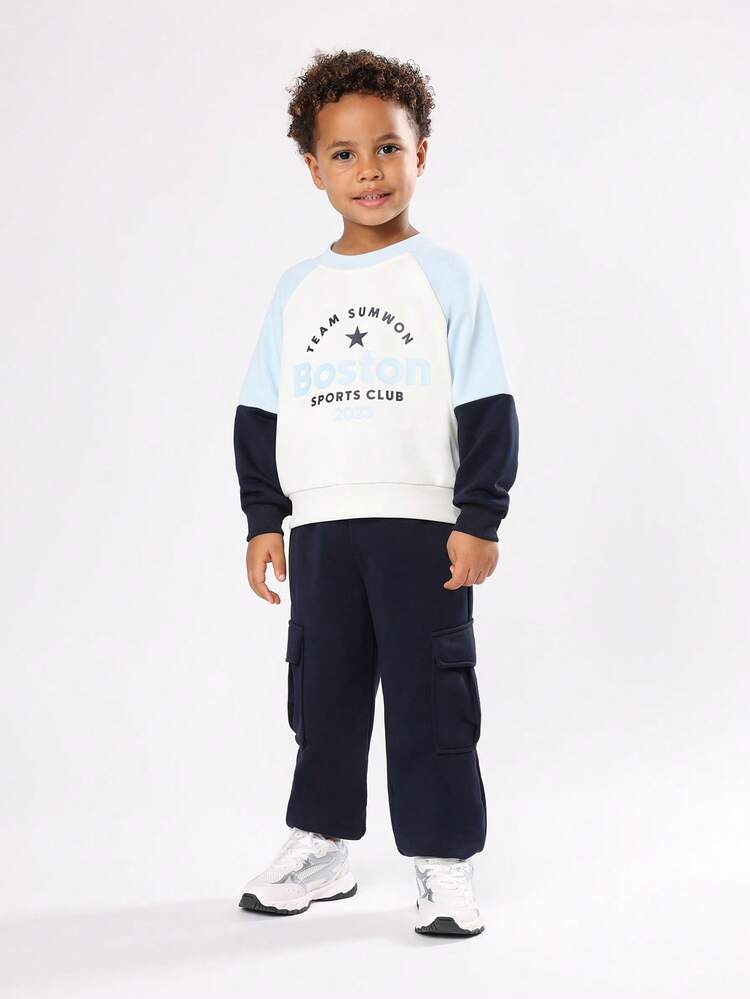 Color Block Boston Sports Club Sweatshirt And Joggers