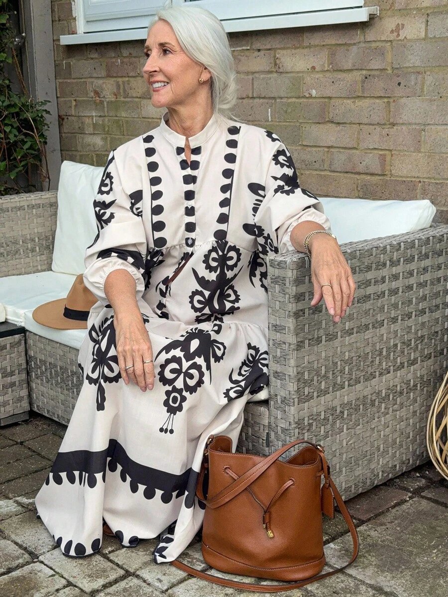 Vivie Lora 女士波西米亚风连衣裙长裙 - 白色 - 查看 1