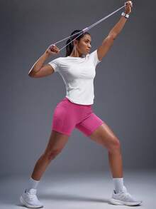 Powerista Quần short thể thao túi quần short tập luyện quần short thể thao nữ quần short quần vợt quần short xe đạp quần short Spandex - Màu Hồng Tươi - Xem 2