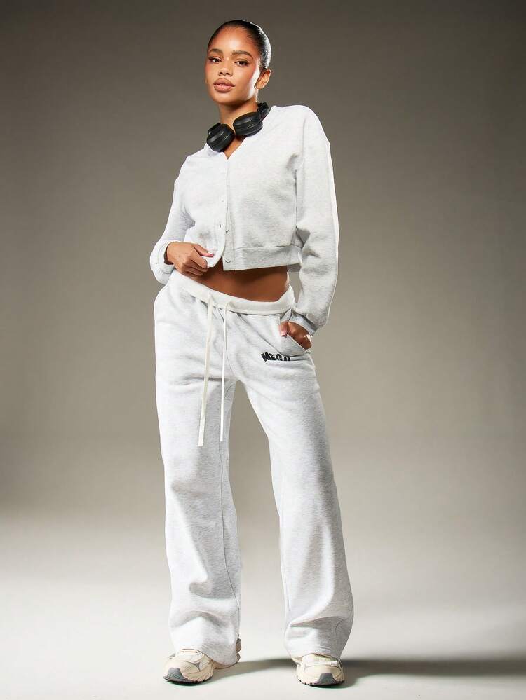 MISSGUIDED Wide Leg Drawstring Sweatpants With Logo Detail