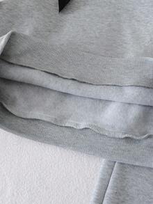 Genkimix Kids 2 件套年轻女孩时尚灰色圆领长袖上衣和阔腿裤，带蝴蝶结装饰，秋冬