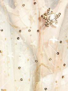 SHEIN Clasi 1 Set: Schwarzer Grund mit goldenem Pailletten transparenter Lange Strickjacke + körperbetontes Unterkleid, elegantes Modisches Outfit für Party & Zusammenkünfte, Große Größen - Verschiedenfarbig - Übersicht 7