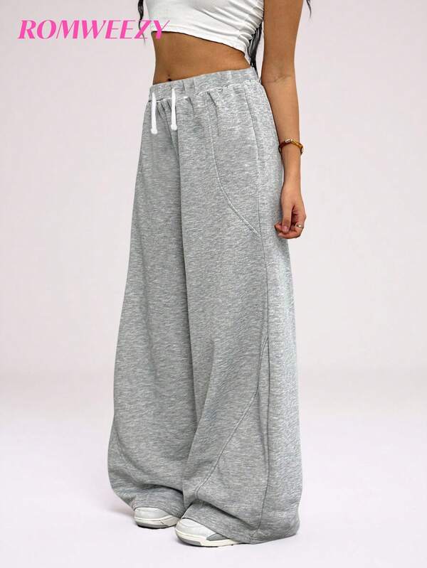 Sparklyn Autumn/Winter Essential! Girls' Straight Leg Pants, Made Of Premium Sweatshirt Fabric, Soft And Comfortable. Straight Leg Design Flatters The Legs, Fashionable And Versatile, Warm Throughout The Winter, The Perfect Choice For Girls' Autumn/Winter Outfits. Fall