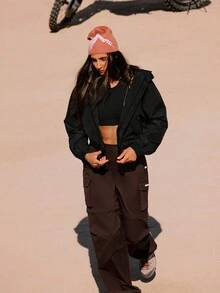 GLOWMODE Vibe Trek 二合一防水翻盖口袋可打包背包夹克秋冬户外徒步慢跑日常运动服 - 黑色 - 查看 6