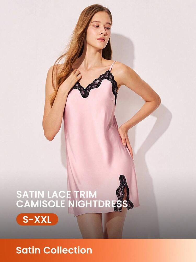 Vestido camisero de lencería de novia con cuello en V, tirantes y encaje de seda satinada de lujo para el verano, camisón ligero, ropa interior y pijama para el Día de San Valentín y la boda