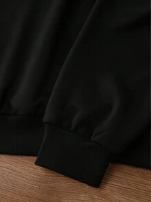 Glissea Sweat-shirt-shirt décontracté et pour femmes, coupe ample, col rond, motif citrouille d'Halloween, style minimaliste polyvalent. Automne/Hiver - Noir - Voir 7