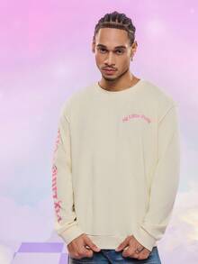 My Little Pony X SHEIN Men's Casual Horse Print Round Neck Drop Shoulder Sweatshirt, Autumn